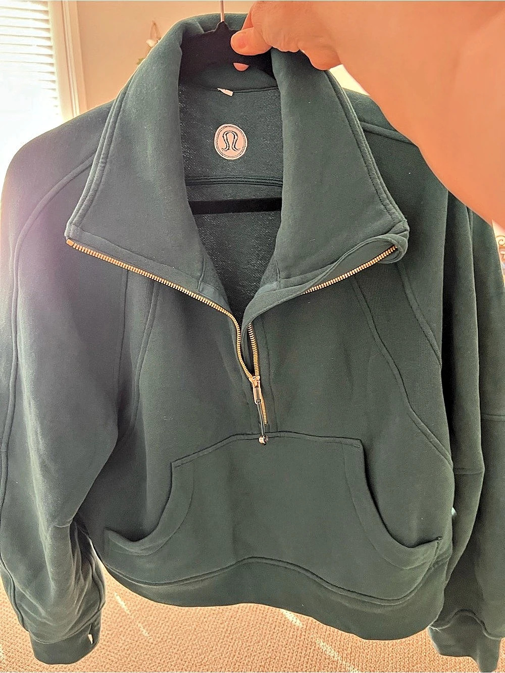lululemon Scuba Oversized Funnel-Neck Half Zip Hoodie in Green